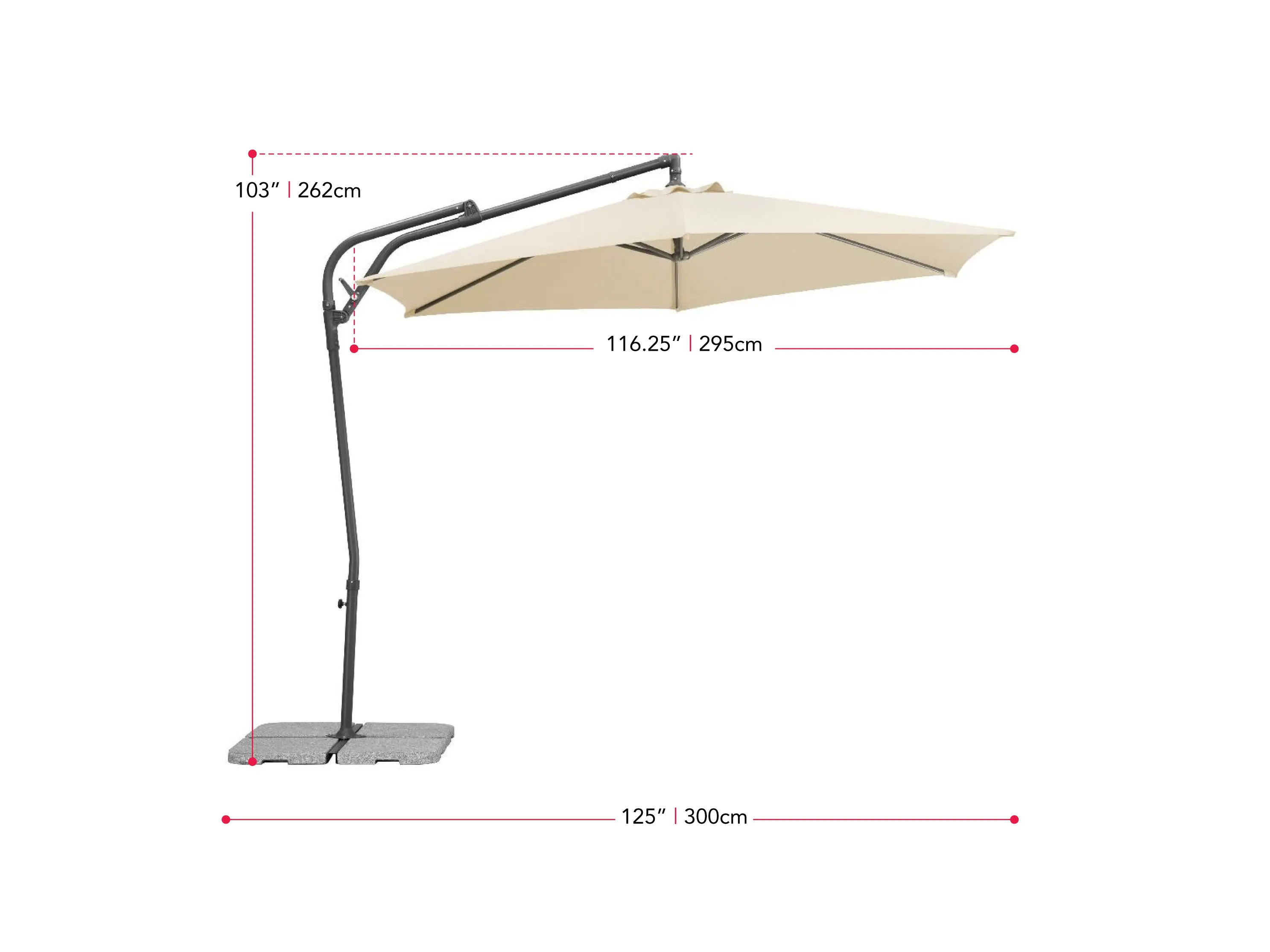 10ft Grey Cantilever Umbrella