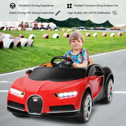 12V Licensed Bugatti Chiron Kids Ride on Car with Storage Box and MP3-Red