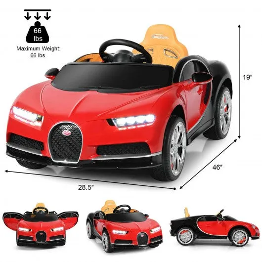 12V Licensed Bugatti Chiron Kids Ride on Car with Storage Box and MP3-Red