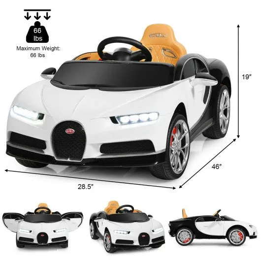 12V Licensed Bugatti Chiron Kids Ride on Car with Storage Box and MP3-White