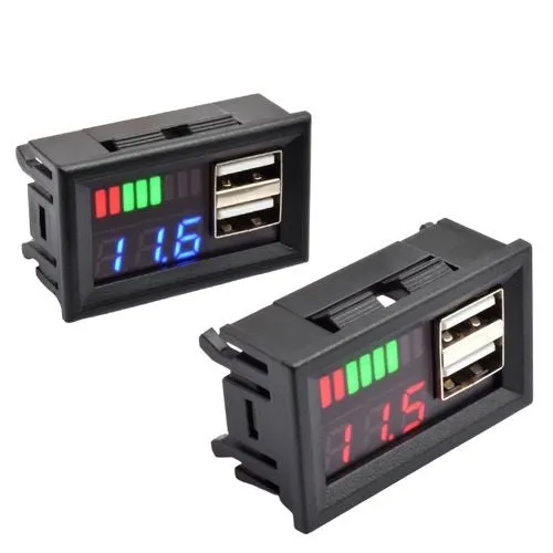 12V Universal Dual USB Digital Voltmeter & Battery Indicator Display Module