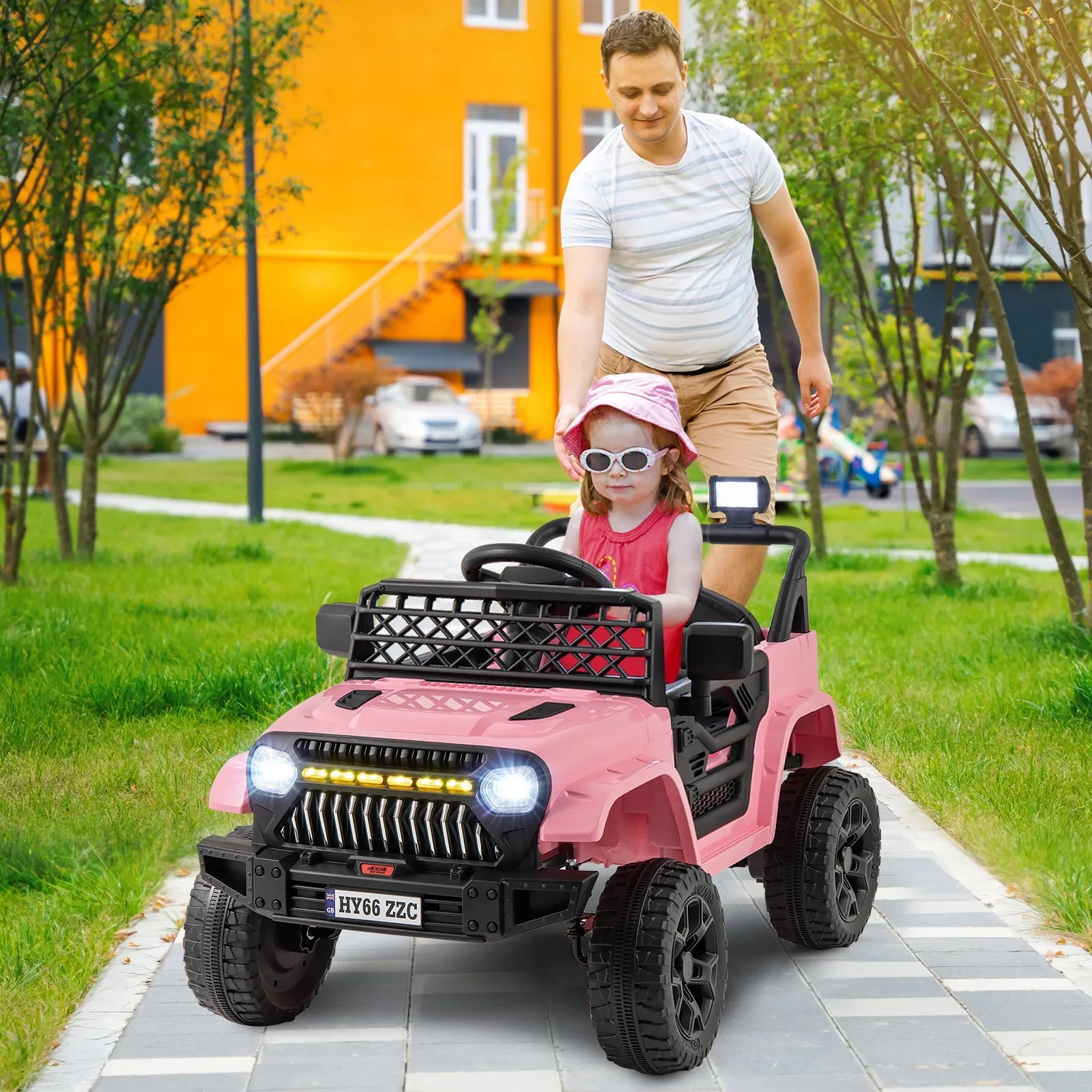 3 Speeds Battery Powered Kids Ride on Truck Car with Parental Remote-Pink