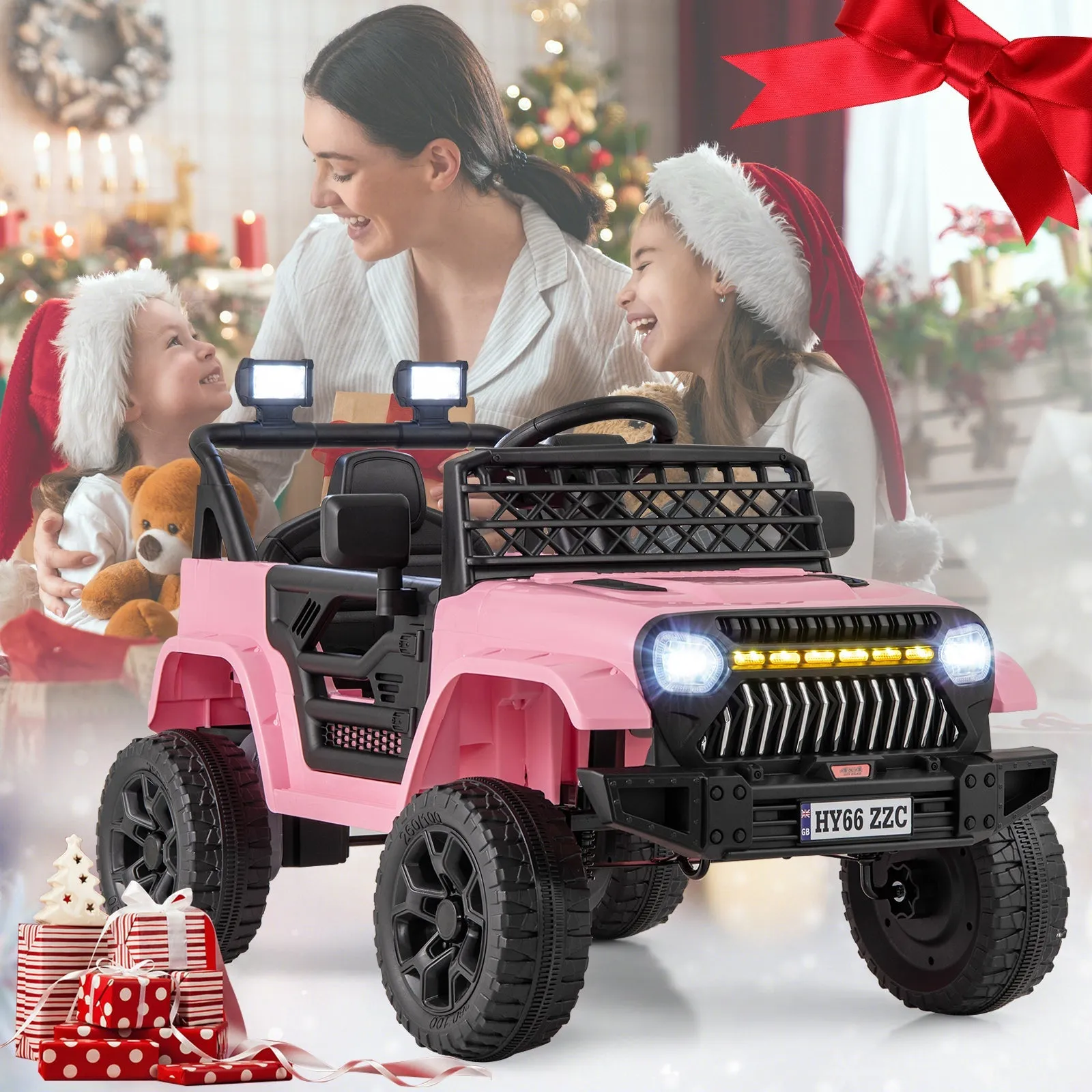 3 Speeds Battery Powered Kids Ride on Truck Car with Parental Remote-Pink