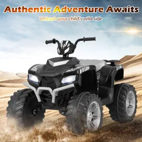 4-Wheeler Ride-On Toys with LED Lights and Wireless Connection-Black