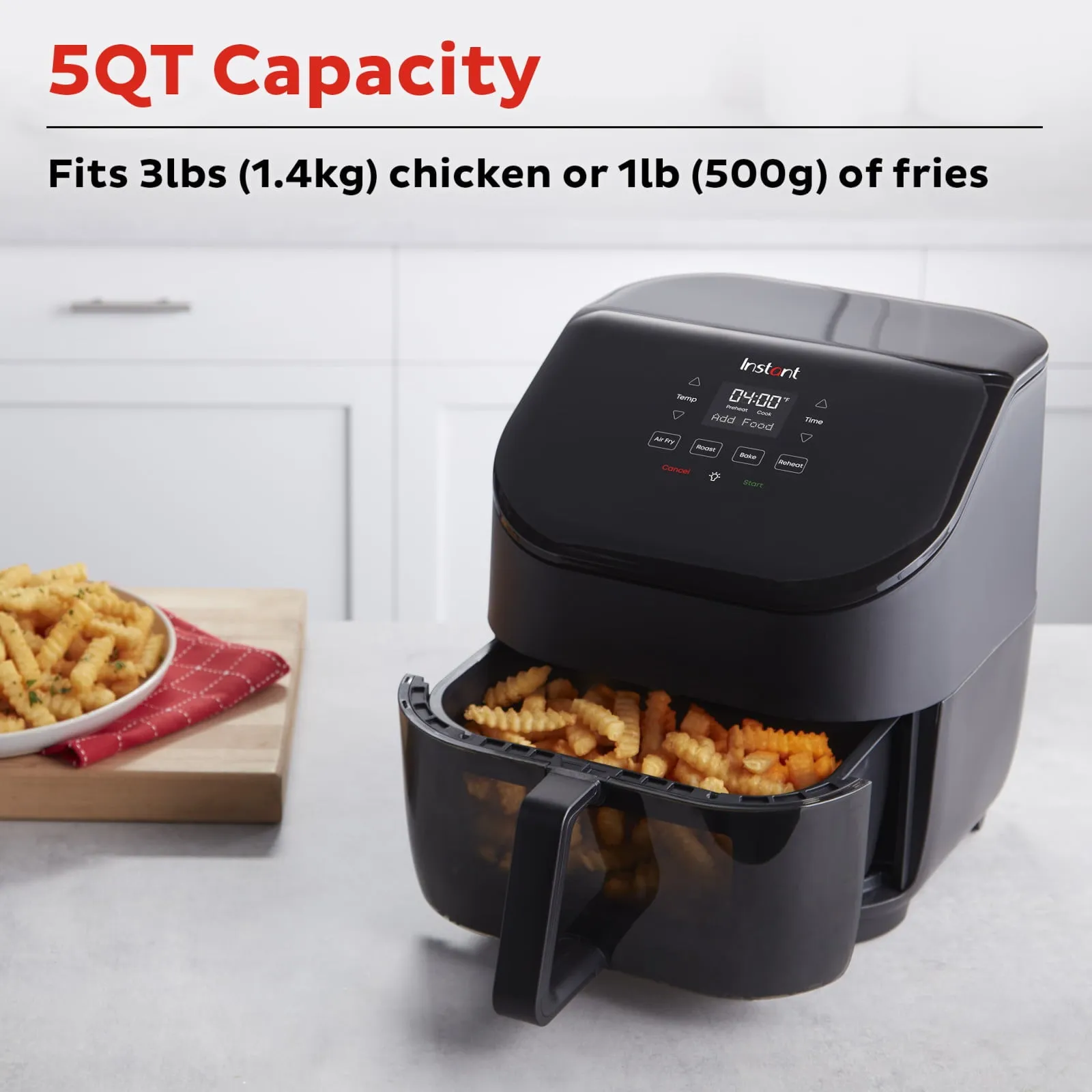 5-Quart Single Basket 4-in-1 Air Fryer Oven with Clearcook Window