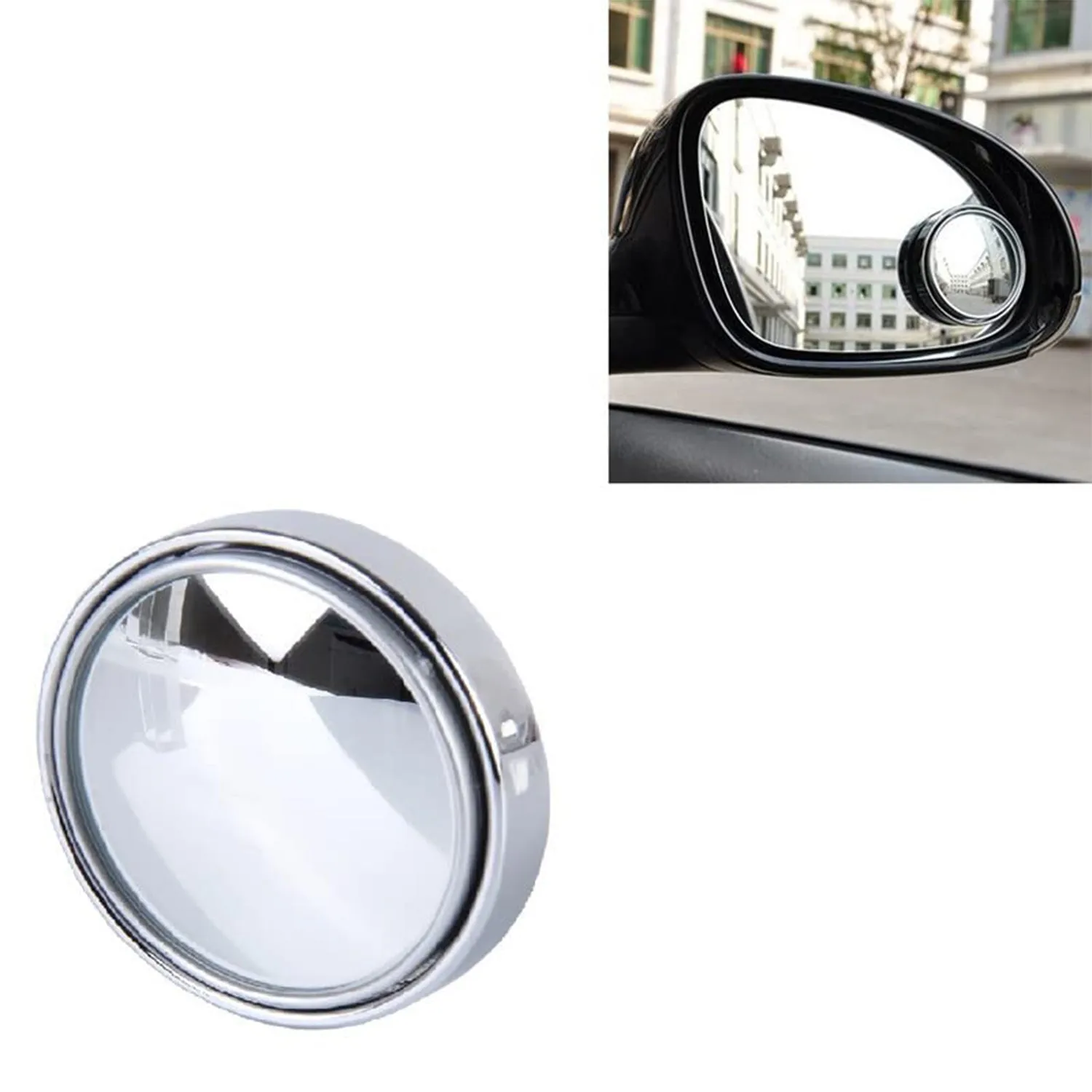 6205 360DEGREE BLIND SPOT ROUND WIDE ANGLE ADJUSTABLE CONVEX REAR VIEW MIRROR - PACK OF 2