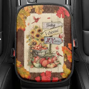 Autumn Season Red Cardinal Pumpkin Sunflower Seat Box Cover, Today I Choose Joy Car Center Console Cover, Christian Car Interior Accessories