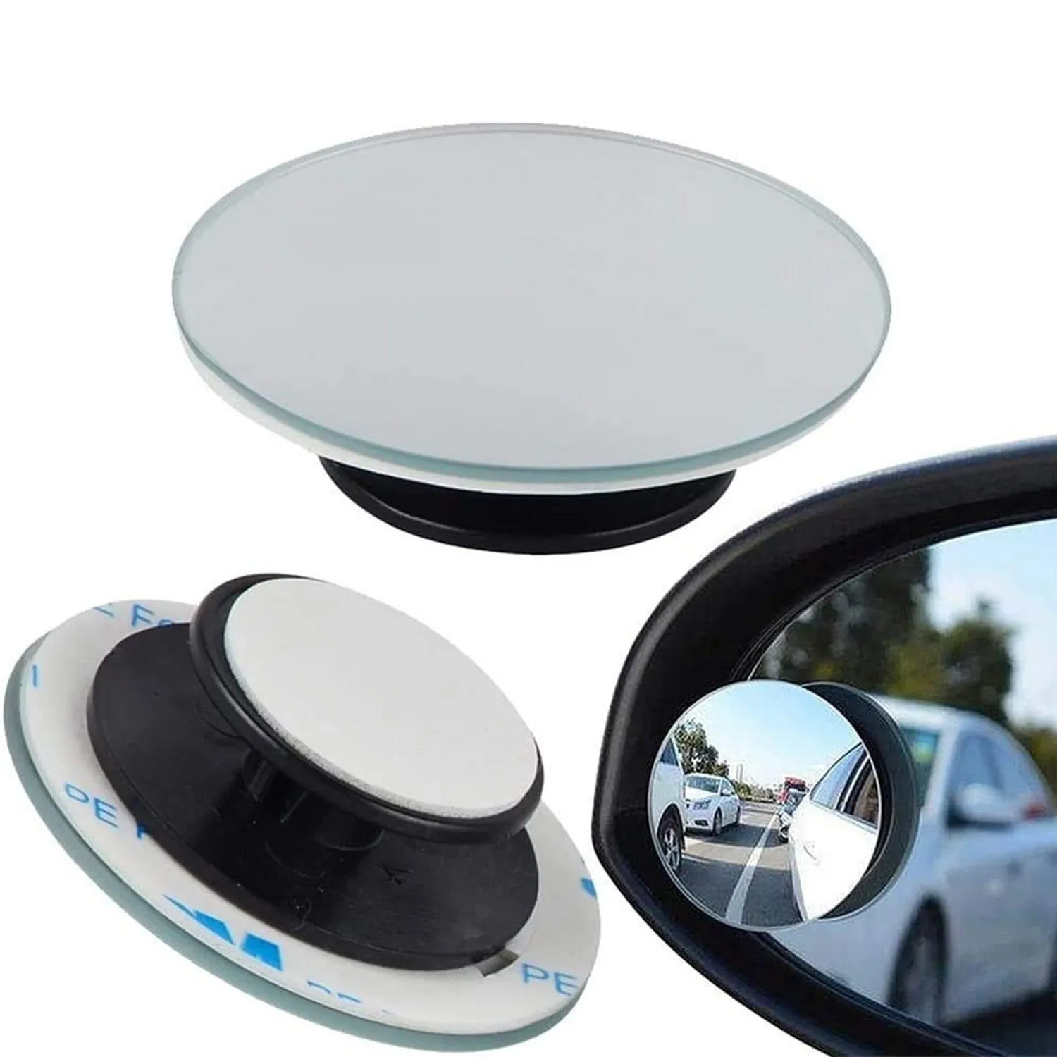 Blind Spot Round Wide Angle Adjustable Convex Rear View Mirror - Pack of 2