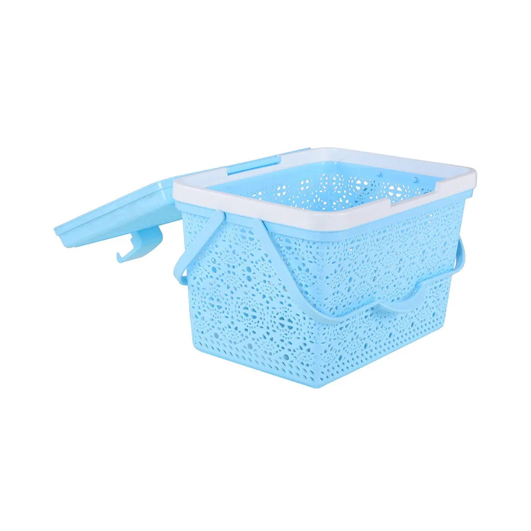 Blue Multipurpose Flower Plastic Picnic Basket