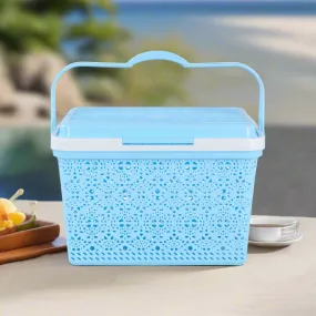 Blue Multipurpose Flower Plastic Picnic Basket