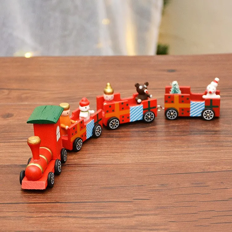 Bulk Wooden Christmas Train Ornaments Mini Train Desktop Decor for Christmas Party Decorations Wholesale