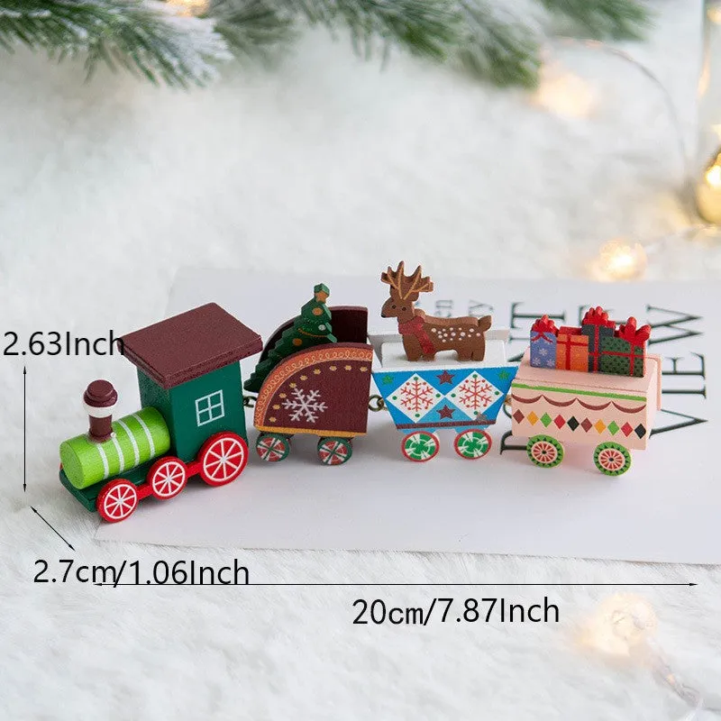 Bulk Wooden Christmas Train Ornaments Mini Train Desktop Decor for Christmas Party Decorations Wholesale