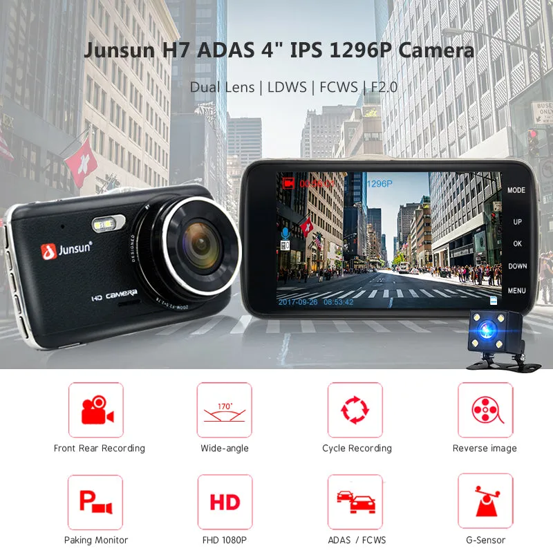 Car DVR Camera Dual Lens with Distance Video Recorder Registrar