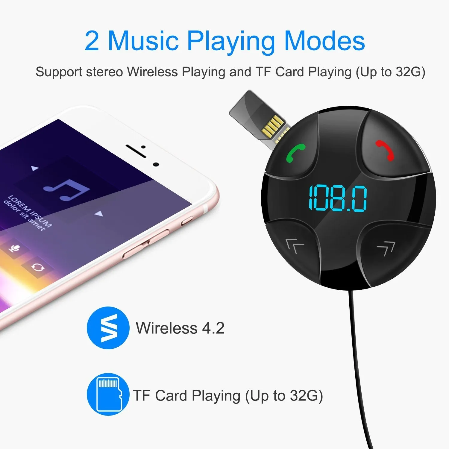 Car Wireless FM Transmitter V4 .2 Car MP3 Player