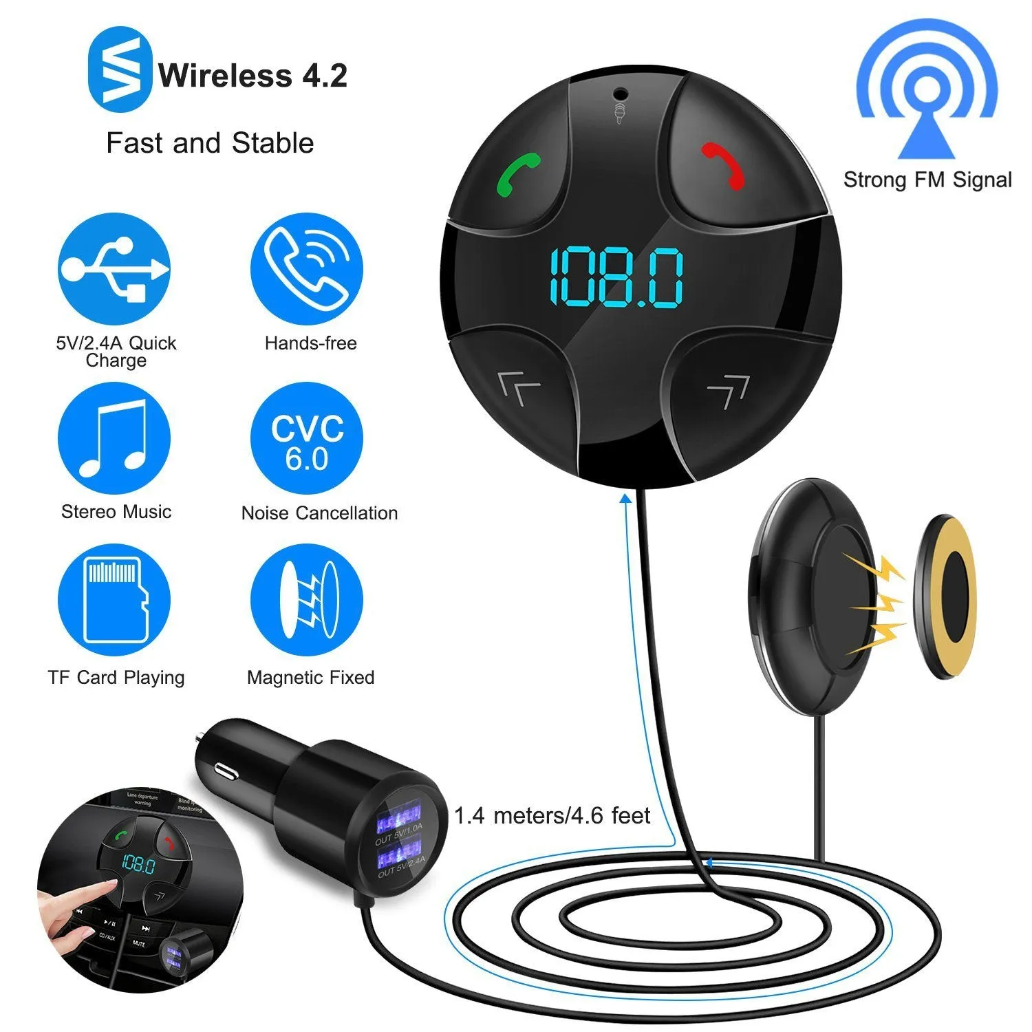 Car Wireless FM Transmitter V4 .2 Car MP3 Player