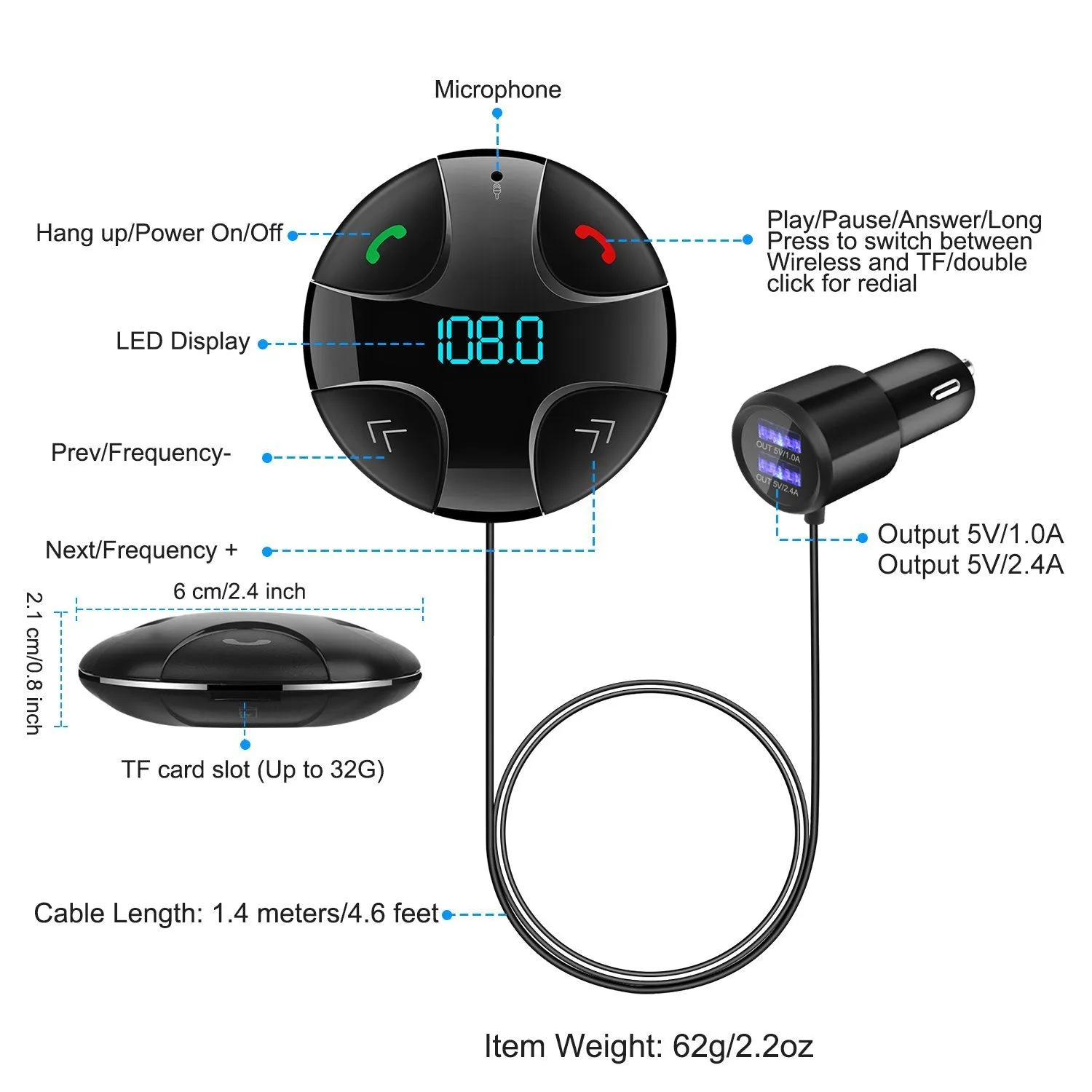 Car Wireless FM Transmitter V4 .2 Car MP3 Player