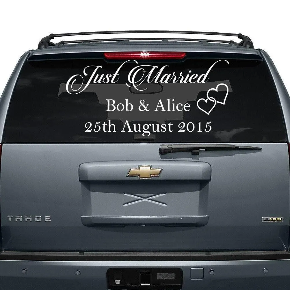 Chic Wedding Vehicle Sticker, Sophisticated Bridal Car Decal