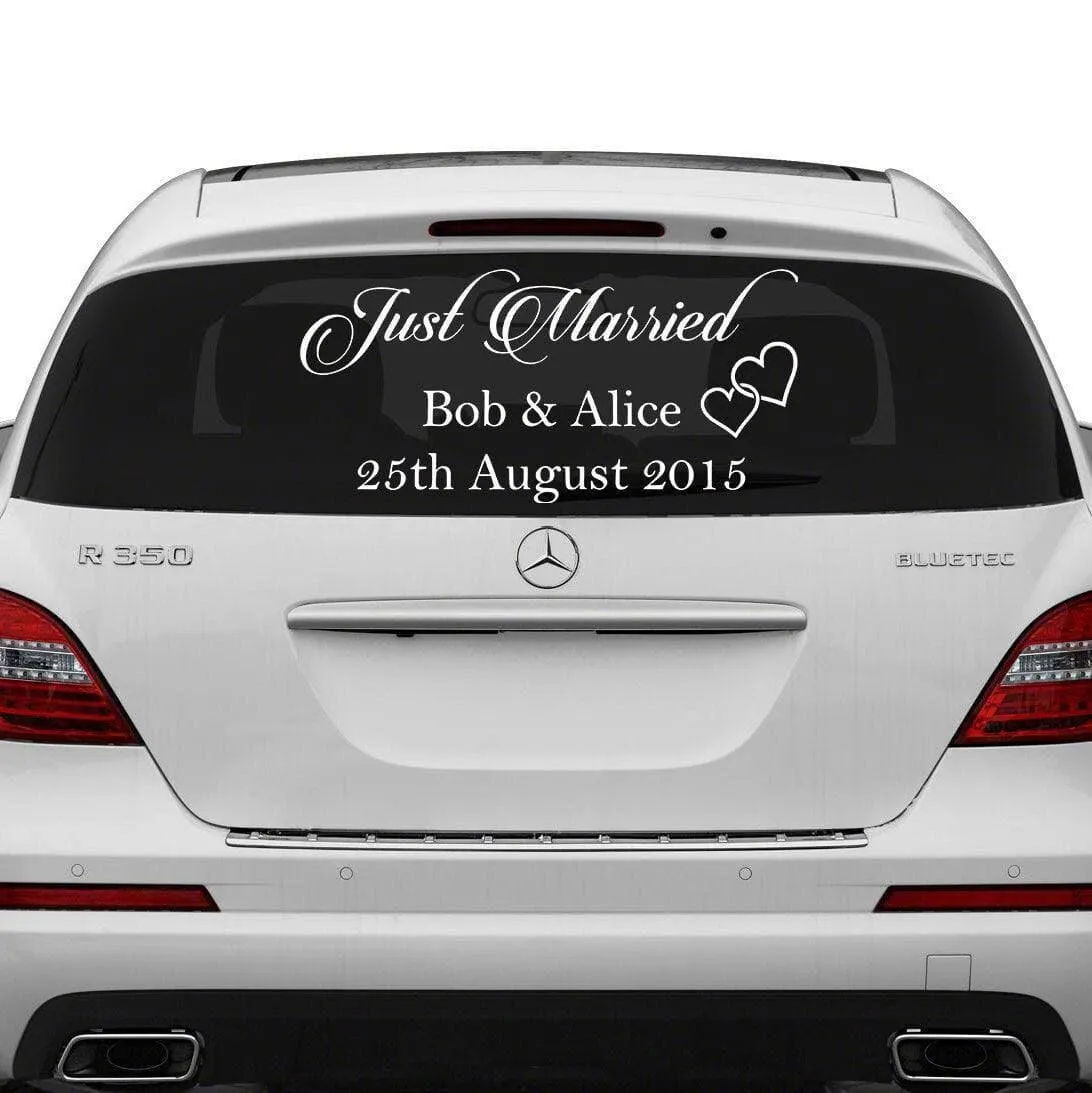 Chic Wedding Vehicle Sticker, Sophisticated Bridal Car Decal