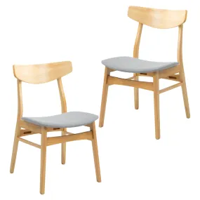 Cusco 2pc Set Dining Chair Fabric Seat Scandinavian Style Solid Rubberwood