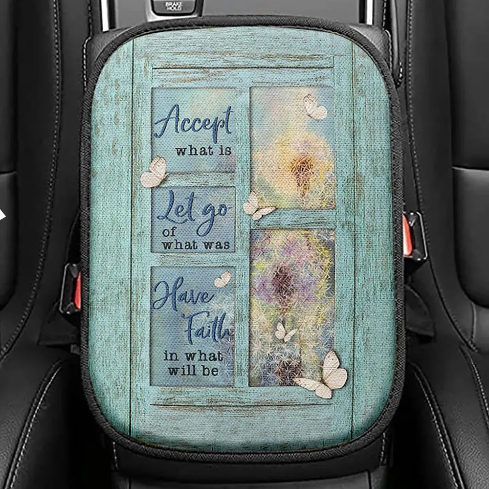 Dandelion Accept What Is Let Go Seat Box Cover, Bible Verse Car Center Console Cover, Christian Inspirational Car Interior Accessories