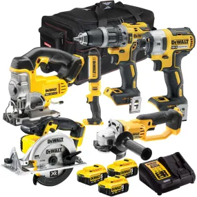 DeWalt 18V Li-Ion 6 Piece Combo Kit with 3 x 5.0Ah Battery & Charger T4TKIT-650