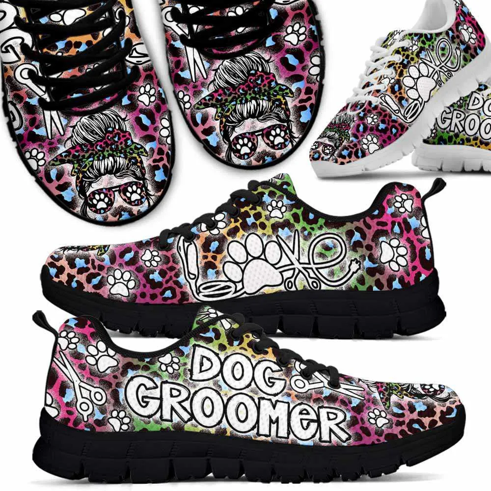 Dog Groomer Sneaker, Dog Groomer Leopard Gradient Sneakers Shoes, Best Running Shoes, Unique Gifts For Dog Lovers