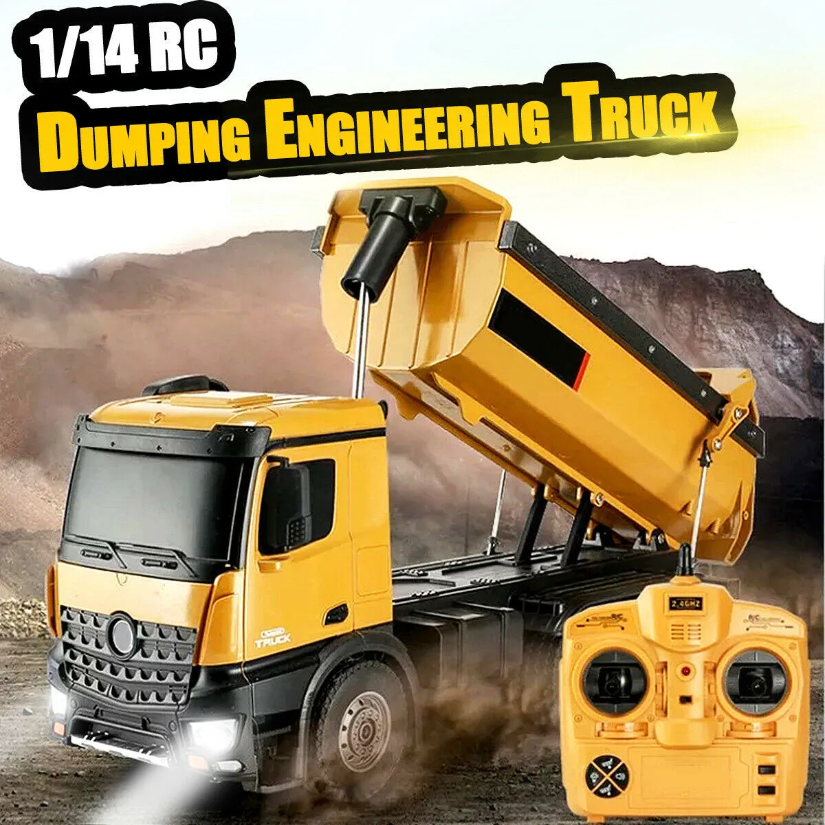 Huina 1/14 RC Engineering Construction Dump Truck Remote Control Toy Kids Gift