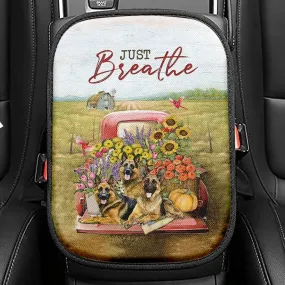 Just Breathe Hummingbird Blue Ocean Seat Box Cover, Bible Verse Car Center Console Cover, Inspirational Car Interior Accessories