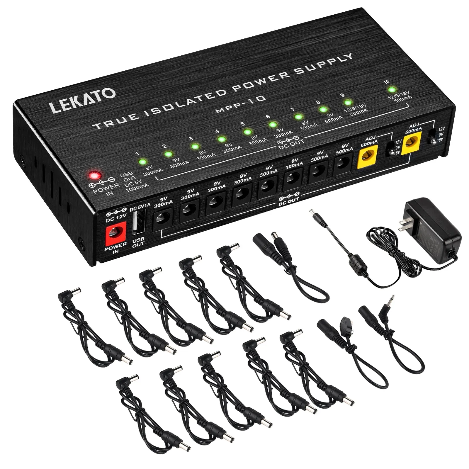 LEKATO MPP-10 True Isolated Guitar Pedal Power Supply