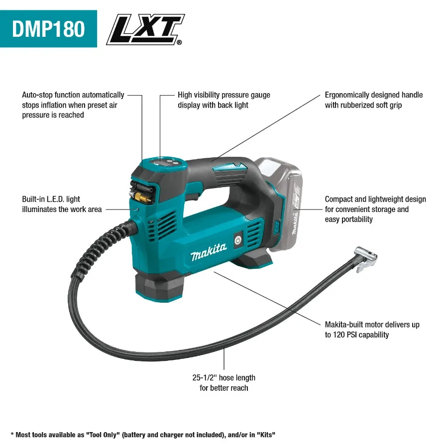 Makita DMP180ZX 18V LXT Lithium Ion Cordless Inflator