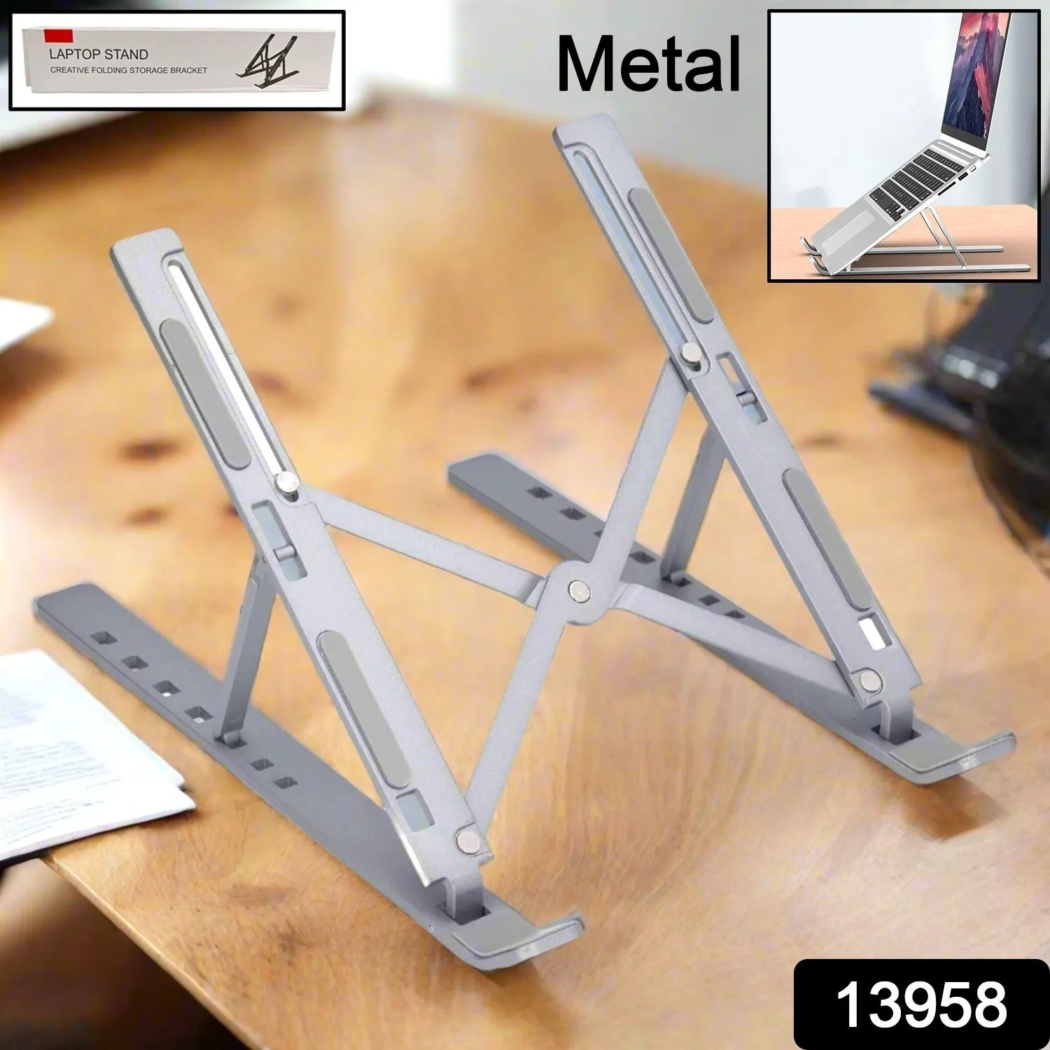 Metal Portable Laptop Stand, with 7 Adjustable Angles (1 Pc)