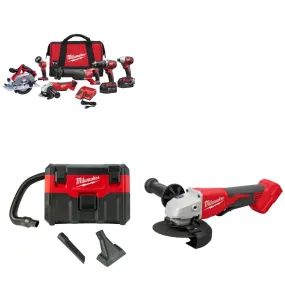 Milwaukee 2696-26 M18 6-Tool Combo Kit W/ FREE  0880-20 18V Vacuum & Grinder