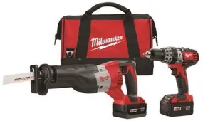 Milwaukee M18 Cordless Lithium-Ion 2-Tool Combo Kit (Compact Hammer Drill/Sawzall) With Two Batteries