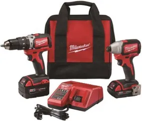 Milwaukee M18 Lithium-Ion Cordless Compact Brushless Hammer Drill & Impact Driver Combo Kit