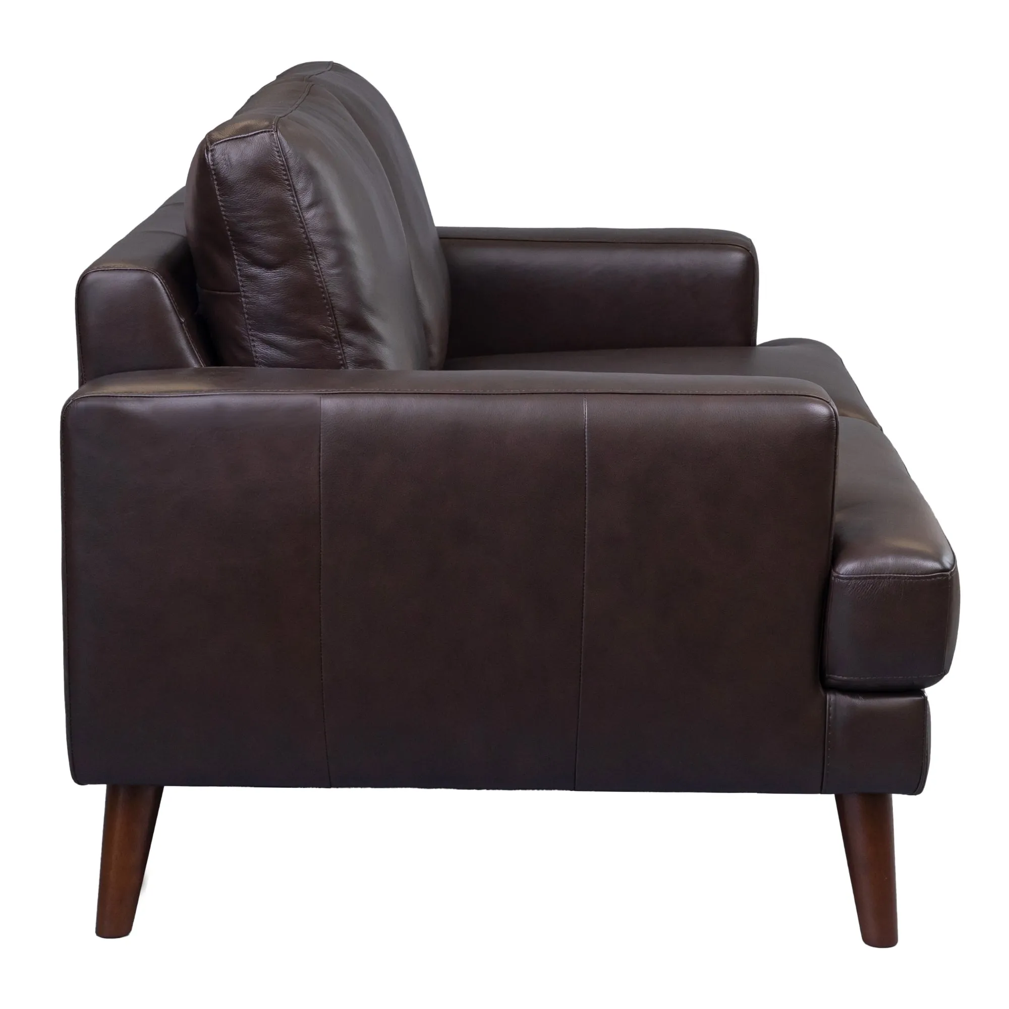 Modern Chocolate Leather 3 2 Seater Sofa Set with Rubberwood Legs