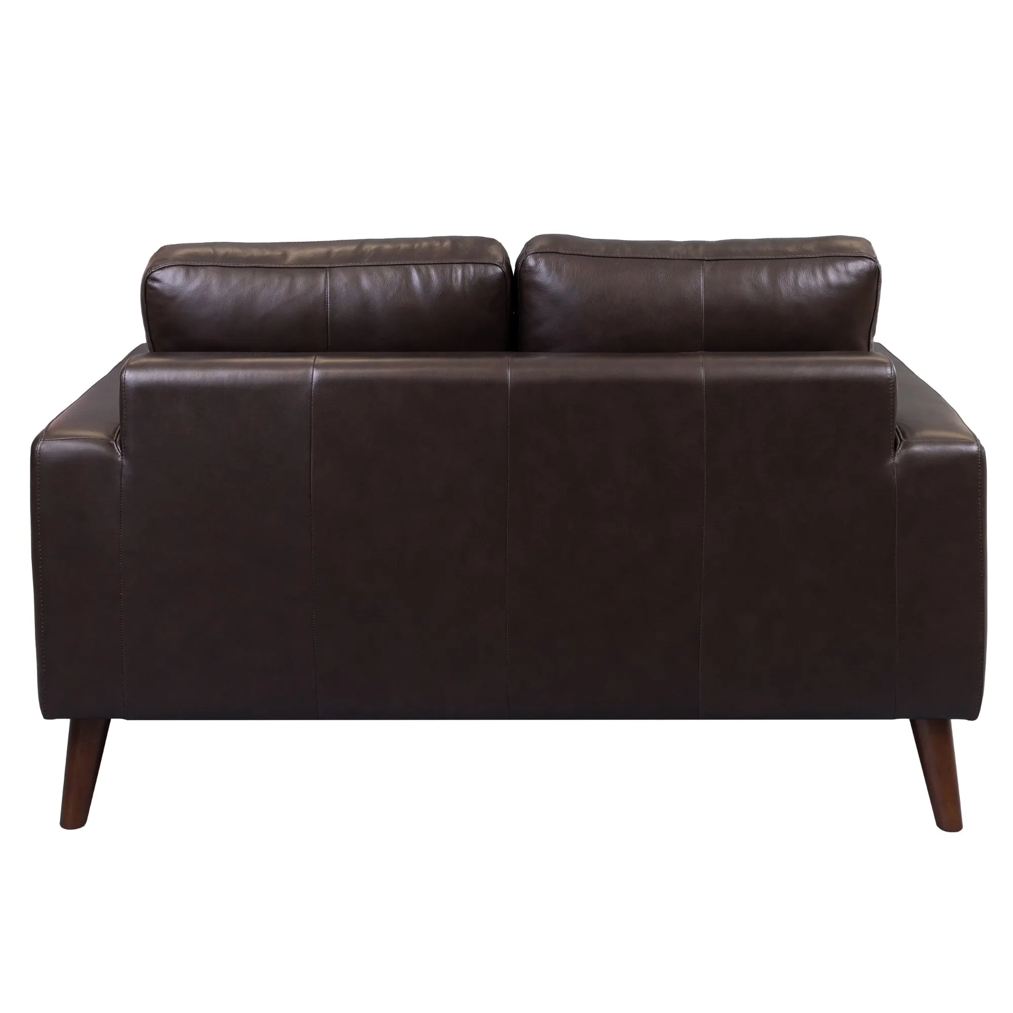 Modern Chocolate Leather 3 2 Seater Sofa Set with Rubberwood Legs