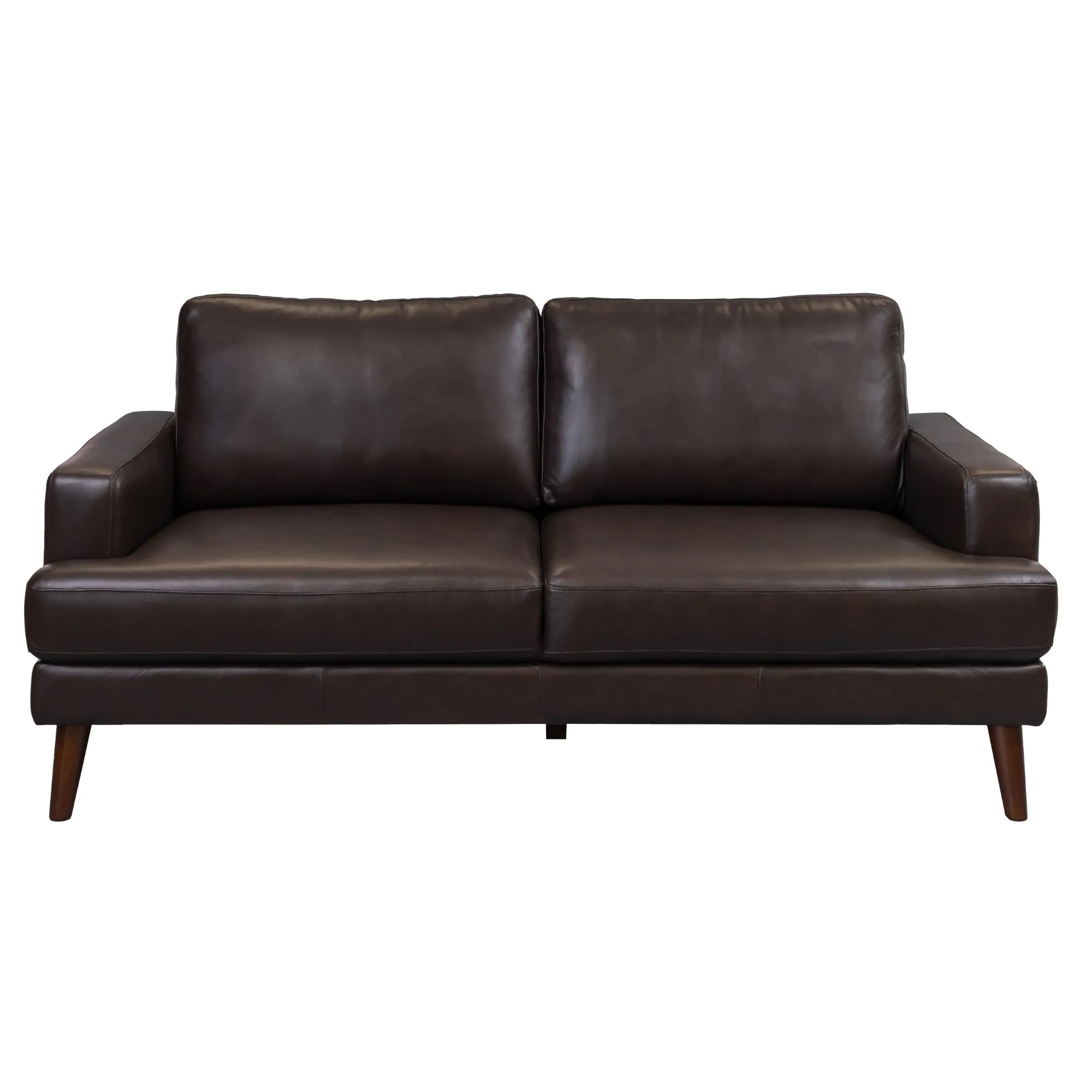 Modern Chocolate Leather 3 2 Seater Sofa Set with Rubberwood Legs