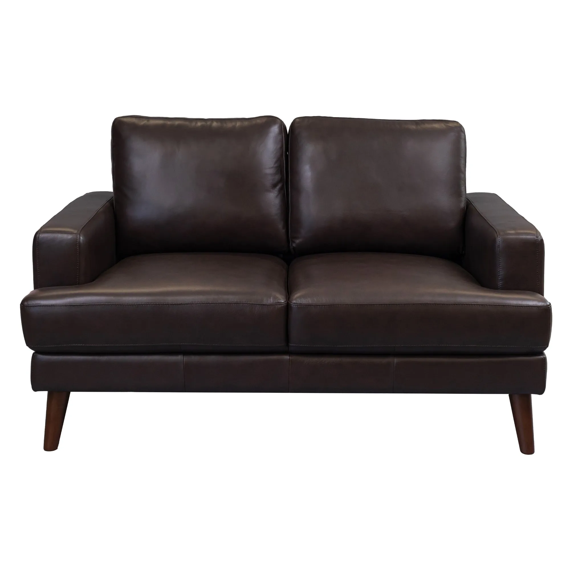 Modern Chocolate Leather 3 2 Seater Sofa Set with Rubberwood Legs