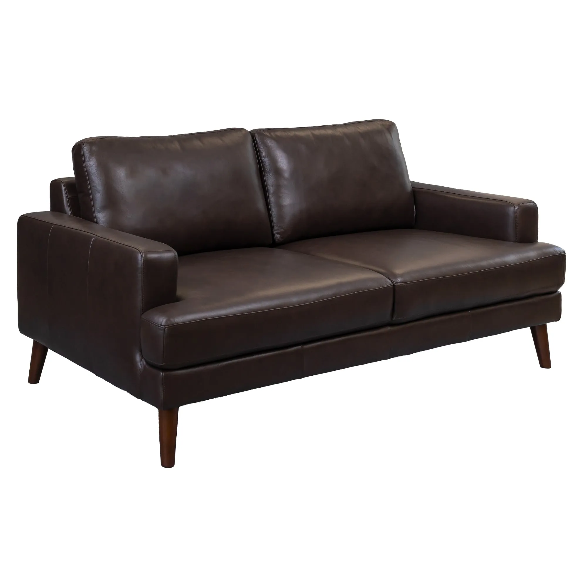 Modern Chocolate Leather 3 2 Seater Sofa Set with Rubberwood Legs