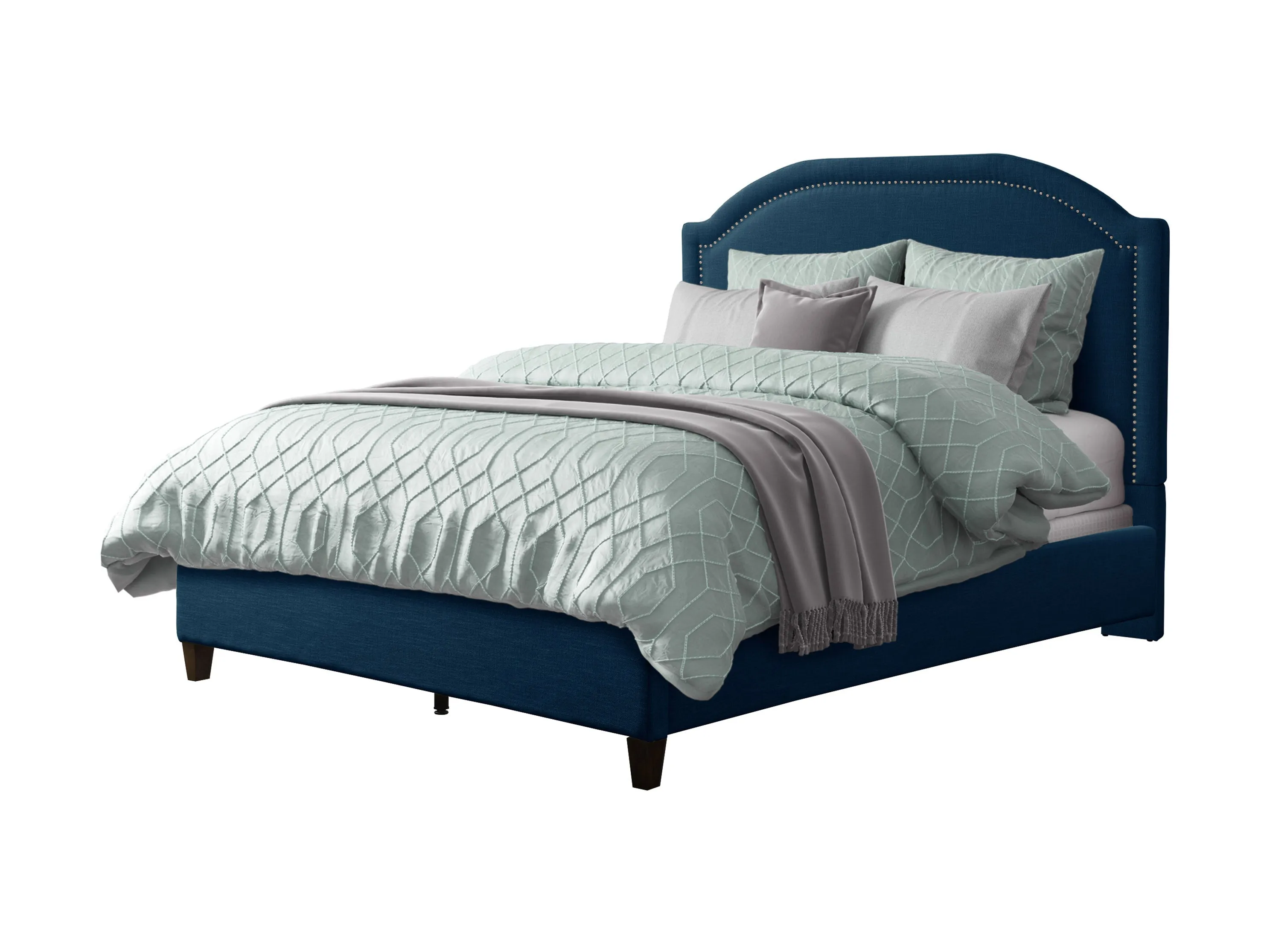 Navy Blue Upholstered King Bed