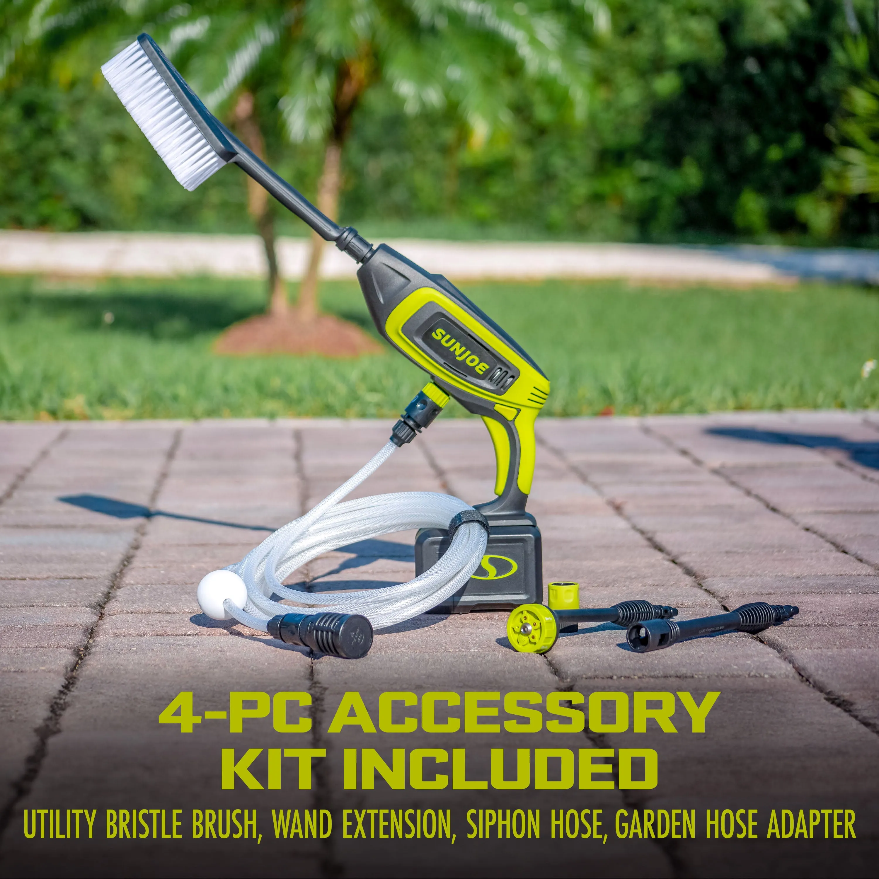 Sun Joe 24V-PP350-LTE 24-Volt* IONMAX Power Cleaner Kit | W/ Water Siphon Hose, Utility Brush, and more | Portable Cleaning On-The-Go | 5-in-1 Twist Nozzle | W/ 2.0-Ah Battery   Charger