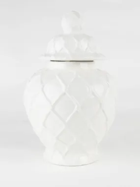 White Textured Large Ginger Jar